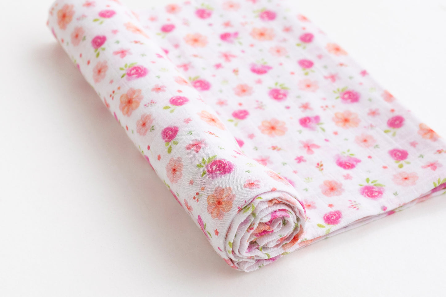 Peachy Pink Blossom Muslin Swaddle