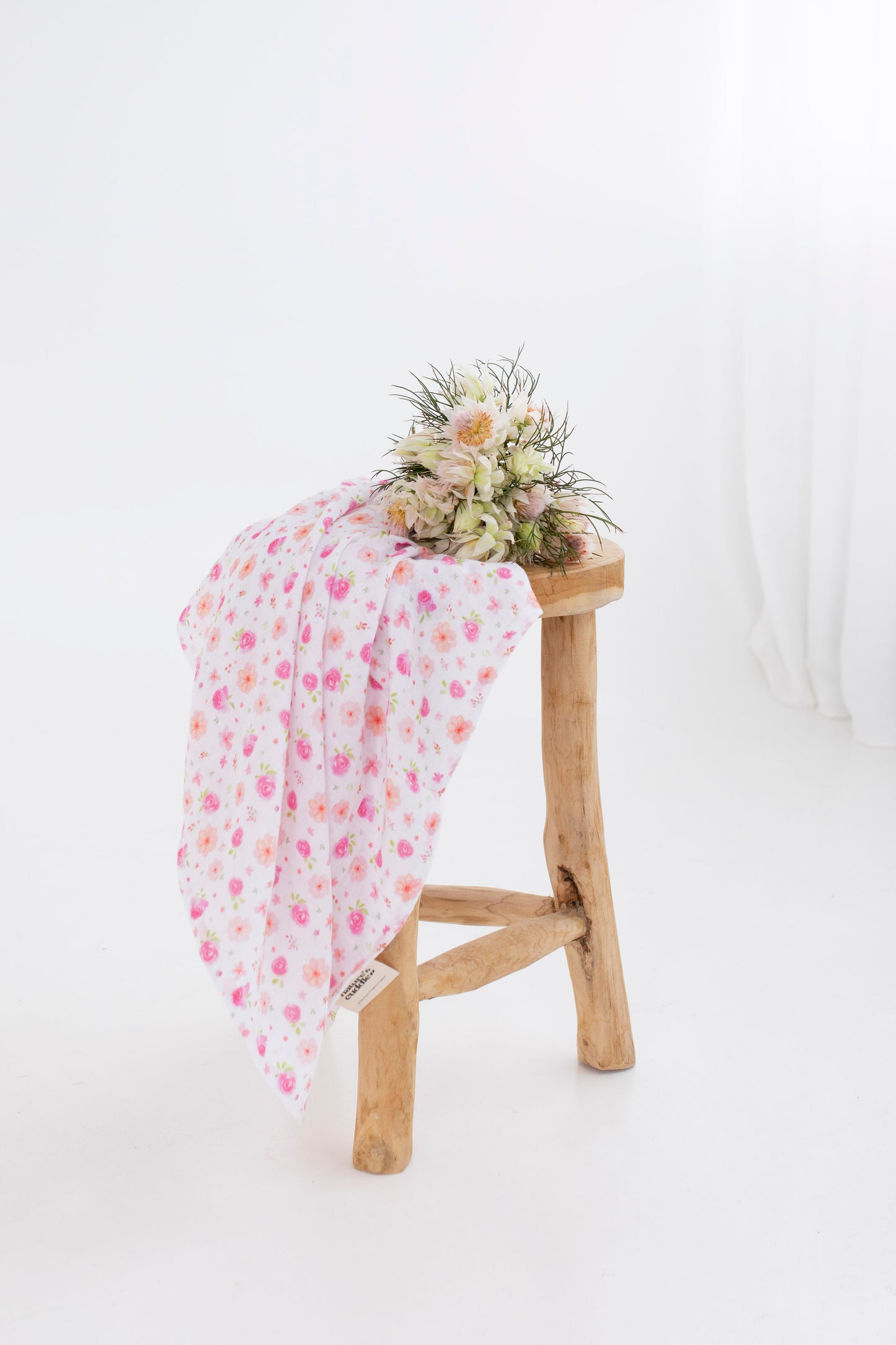 Peachy Pink Blossom Muslin Swaddle